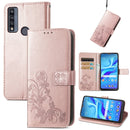 For TCL 4X 5G Four-leaf Clasp Embossed Buckle Leather Phone Case(Rose Gold)