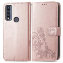 For TCL 4X 5G Four-leaf Clasp Embossed Buckle Leather Phone Case(Rose Gold)