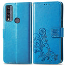 For TCL 4X 5G Four-leaf Clasp Embossed Buckle Leather Phone Case(Blue)