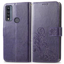 For TCL 4X 5G Four-leaf Clasp Embossed Buckle Leather Phone Case(Purple)