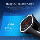 TE-P22 38W PD USB-C / Type-C + QC3. 0 USB Car Charger with 1m USB-C / Type-C to 8 Pin Data Cable(White)