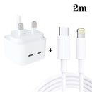 SDC-40W Dual PD USB-C / Type-C Ports Charger with 2m Type-C to 8 Pin Data Cable, UK Plug