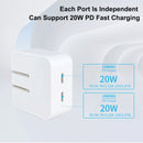 SDC-40W Dual PD USB-C / Type-C Ports Charger with 2m Type-C to 8 Pin Data Cable, UK Plug