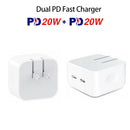 SDC-40W Dual PD USB-C / Type-C Ports Charger with 1m Type-C to Type-C Data Cable, US Plug