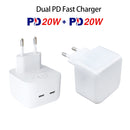 SDC-40W Dual PD USB-C / Type-C Ports Charger with 2m Type-C to Type-C Data Cable, EU Plug