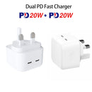 SDC-40W Dual PD USB-C / Type-C Ports Charger with 1m Type-C to Type-C Data Cable, UK Plug