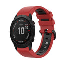 For Garmin Fenix 6X Pro 26mm Silicone Sports Two-Color Watch Band(Red+Black)