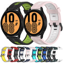 For Samsung Galaxy Watch 4 44mm 20mm Vertical Pattern Two-Color Silicone Watch Band(Olive Green + Black)