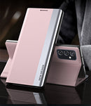 For Samsung Galaxy M23 5G Side Electroplated Adsorption Flip Leather Case(Pink)