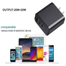 40W Dual PD + QC3.0 Ports Travel Charger with Type-C to Type-C Data Cable(EU Plug)