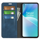 For OnePlus Nord 2T 5G Retro-skin Magnetic Suction Flip Leather Phone Case(Dark Blue)