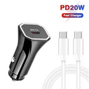 TE-P2 PD20W USB-C / Type-C Car Charger with Type-C to Type-C Data Cable(Black)