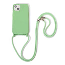 For iPhone 13 Crossbody Lanyard Elastic Silicone Phone Case(Matcha Green)