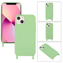 For iPhone 13 Crossbody Lanyard Elastic Silicone Phone Case(Matcha Green)