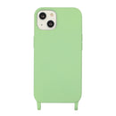 For iPhone 13 Crossbody Lanyard Elastic Silicone Phone Case(Matcha Green)
