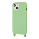 For iPhone 13 Crossbody Lanyard Elastic Silicone Phone Case(Matcha Green)