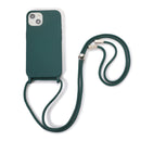 For iPhone 13 Crossbody Lanyard Elastic Silicone Phone Case(Dark Green)