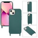 For iPhone 13 Crossbody Lanyard Elastic Silicone Phone Case(Dark Green)
