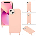 For iPhone 13 Crossbody Lanyard Elastic Silicone Phone Case(Pink)