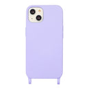 For iPhone 13 Crossbody Lanyard Elastic Silicone Phone Case(Purple)