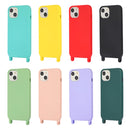 For iPhone 13 Crossbody Lanyard Elastic Silicone Phone Case(Blue)