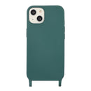 For iPhone 13 Pro Crossbody Lanyard Elastic Silicone Phone Case (Dark Green)