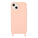 For iPhone 13 Pro Crossbody Lanyard Elastic Silicone Phone Case (Pink)