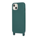 For iPhone 12 / 12 Pro Crossbody Lanyard Elastic Silicone Phone Case(Dark Green)