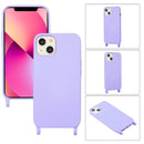 For iPhone 12 / 12 Pro Crossbody Lanyard Elastic Silicone Phone Case(Purple)