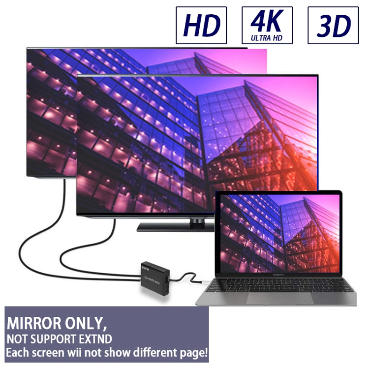 4K HDMI Splitter 1 in 2 Out (4K @ 60Hz) for Dual Monitors
