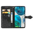 For Motorola Moto G52 Mandala Flower Embossed Horizontal Flip Leather Phone Case(Black)