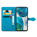 For Motorola Moto G52 Mandala Flower Embossed Horizontal Flip Leather Phone Case(Blue)