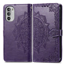 For Motorola Moto G52 Mandala Flower Embossed Horizontal Flip Leather Phone Case(Purple)