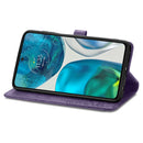 For Motorola Moto G52 Mandala Flower Embossed Horizontal Flip Leather Phone Case(Purple)