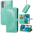 For Motorola Moto G52 Mandala Flower Embossed Horizontal Flip Leather Phone Case(Green)