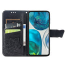 For Motorola Moto G52 Butterfly Love Flower Embossed Flip Leather Phone Case(Black)