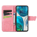 For Motorola Moto G52 Butterfly Love Flower Embossed Flip Leather Phone Case(Pink)