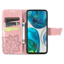 For Motorola Moto G52 Butterfly Love Flower Embossed Flip Leather Phone Case(Rose Gold)
