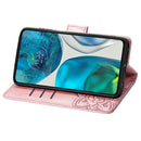 For Motorola Moto G52 Butterfly Love Flower Embossed Flip Leather Phone Case(Rose Gold)