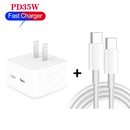 PD 35W Dual USB-C / Type-C Ports Charger with 1m Type-C to Type-C Data Cable, US Plug