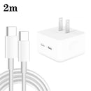 PD 35W Dual USB-C / Type-C Ports Charger with 2m Type-C to Type-C Data Cable, US Plug