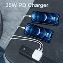 PD 35W Dual USB-C / Type-C Ports Charger with 2m Type-C to Type-C Data Cable, UK Plug