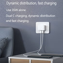PD 35W Dual USB-C / Type-C Ports Charger with 2m Type-C to Type-C Data Cable, UK Plug