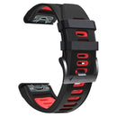 For Garmin Fenix 7X Solar 26mm Silicone Sports Two-Color Watch Band(Black+Red)