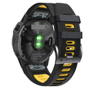 For Garmin Fenix 7X Solar 26mm Silicone Sports Two-Color Watch Band(Black+Yellow)