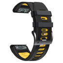 For Garmin Fenix 7X Solar 26mm Silicone Sports Two-Color Watch Band(Black+Yellow)