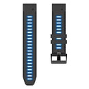 For Garmin Fenix 7X Solar 26mm Silicone Sports Two-Color Watch Band(Black+Sky Blue)