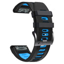 For Garmin Fenix 7X Solar 26mm Silicone Sports Two-Color Watch Band(Black+Sky Blue)