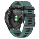 For Garmin Fenix 7X Solar 26mm Silicone Sports Two-Color Watch Band(Amy Green+Black)