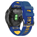 For Garmin Fenix 7X Solar 26mm Silicone Sports Two-Color Watch Band(Midnight Blue+Yellow)